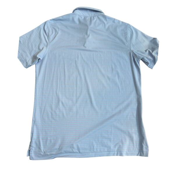 Peter Millar Crown Sport Gray & Orange Striped Short Sleeve Polo Shirt Size L - Picture 3 of 3